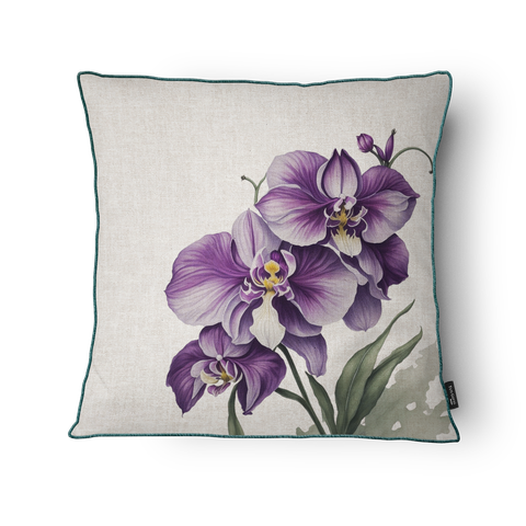 Kit 3 Capas de Almofada 43x43cm Microfibra Floral Orquídeas Lilás
