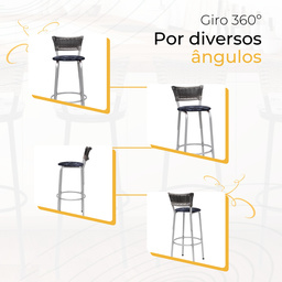 Kit 2 Banquetas Alta Vime Junco Degradê Sacada Àrea Gourmet Balcão Ilha Bancada bar piscina Cozinha - 5