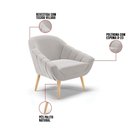 Ver imagem 3 de Kit 02 Poltronas Giovana Veludo Cinza Natural