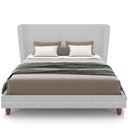 Ver imagem 2 de Cabeceira Casal Nilo 140cm com Cama Pés Madeira Suném P05 Linho Cinza Claro Bouclê Cru - Lyam Decor