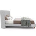 Ver mais imagens de Cabeceira Casal Nilo 140cm com Cama Pés Madeira Suném P05 Linho Cinza Claro Bouclê Cru - Lyam Decor