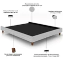 Ver imagem 5 de Cabeceira Casal Nilo 140cm com Cama Pés Madeira Suném P05 Linho Cinza Claro Bouclê Cru - Lyam Decor