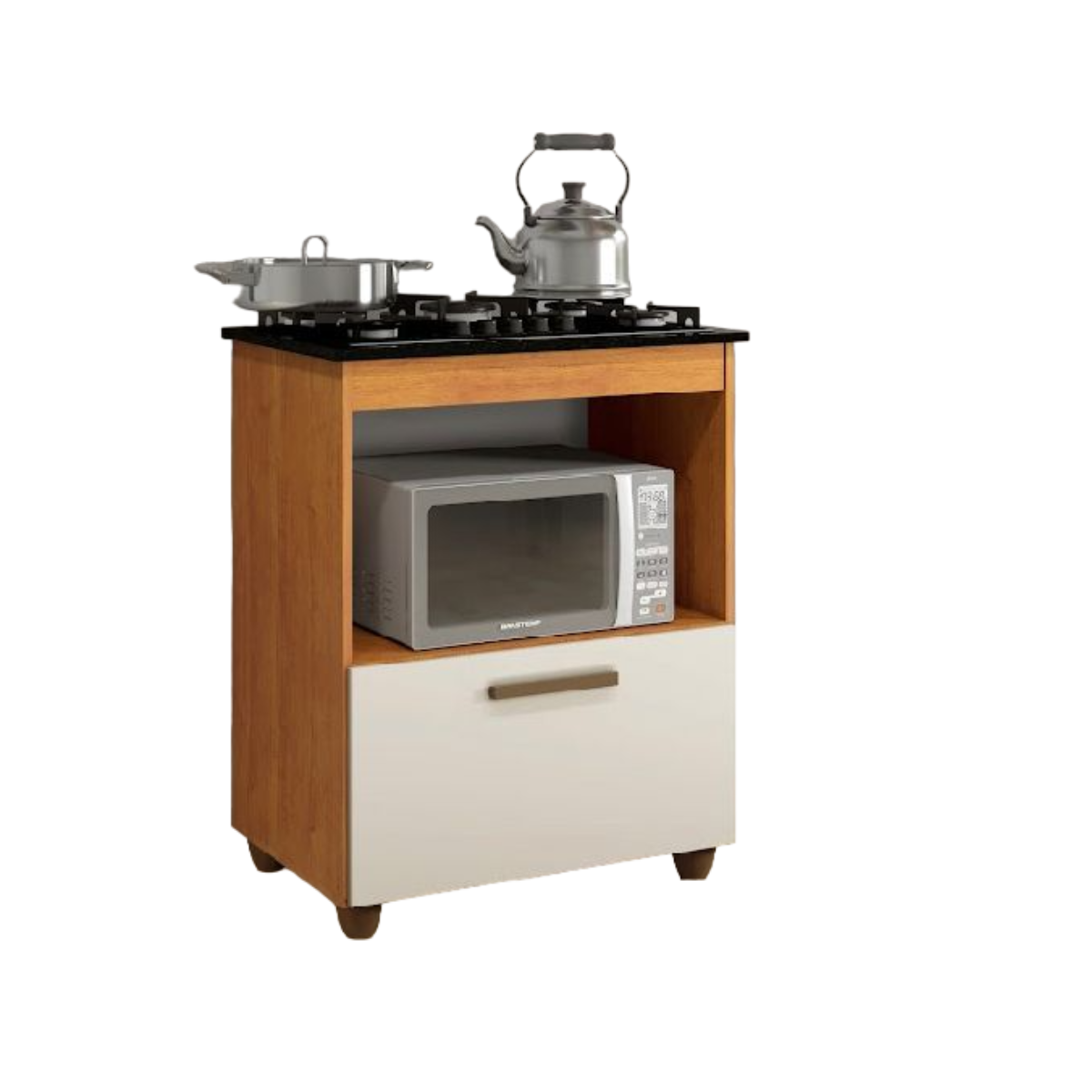 Balcão P/ Cooktop 5 Bocas 1 Porta Sálvia Kaiki Nature Off