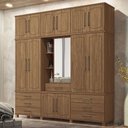 Ver imagem 1 de Guarda-roupa Casal Londres Vaticano 13 Portas 7 Gavetas com Espelho Jatoba - Pnr Móveis