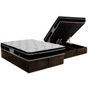 Ver imagem 1 de Cama Box Baú Queen: Colchão Molas Ortobom Nanolastic Physical + Base CRC Suede Brown(158x198)