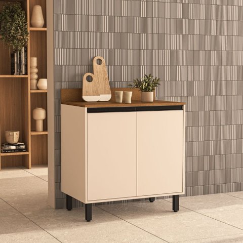 Balcão de Cozinha 2 Portas 80cm Koya Creme Politorno Móveis