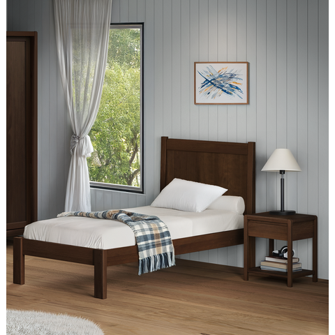 Cama de Solteiro em Madeira Maciça Modena Marrom/Capuccino