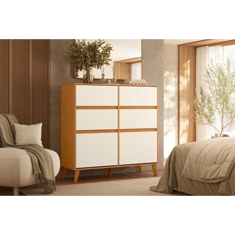 Cômoda Dora 4 Gavetas 2 Portas - Cinamomo Off White - Albatroz