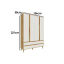 Ver imagem 3 de Guarda Roupa Infantil C/ 4 Portas e 4 Gavetas Théo Off White/amendoa - Peroba