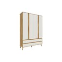 Ver imagem 1 de Guarda Roupa Infantil C/ 4 Portas e 4 Gavetas Théo Off White/amendoa - Peroba