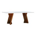 Ver imagem 1 de Mesa de Jantar Gus 200x100cm Tampo Mdf Laqueado com Vidro - Amêndoa Off White
