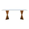 Mesa de Jantar Gus 200x100cm Tampo Mdf Laqueado com Vidro - Amêndoa Off White - 3
