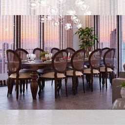 Mesa de Jantar 240cm em Madeira Maciça Pés Torneados Flower Canela - 7