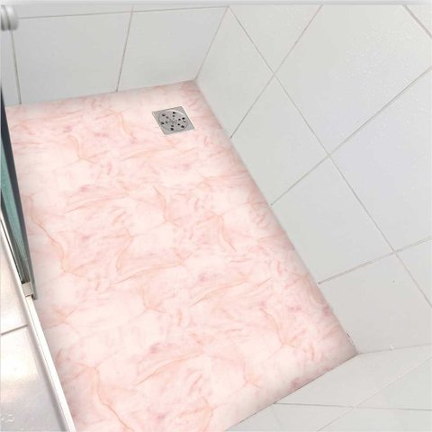 Adesivo Piso Box Mármore Rosa Antiderrapante Colacomigo Adesivo para Box 1,20 X 0,80 Metros