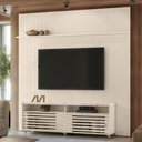 Ver imagem 1 de Conjunto de Painel e Estante Villa Monte Claro Off White para TV 75 Polegadas MDP Madetec Móveis