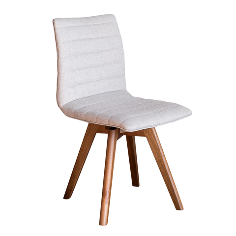 Cadeira Cloud Giratória, Pés Chocolate, Tecido Linho Cor Bege