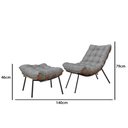 Ver imagem 2 de Poltrona Decorativa Costela com Puff Adão Preto M- Cinza