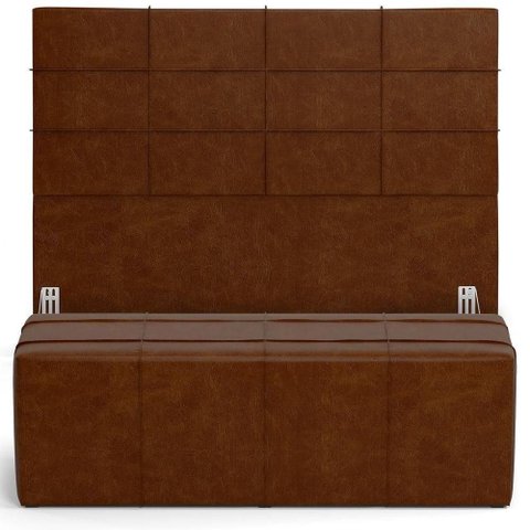 Kit Cabeceira Cama Box Queen 160cm com Calçadeira Roma W01 Couríssimo Marrom - Lyam