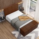 Ver imagem 2 de Kit Cabeceira Cama Box Queen 160cm com Calçadeira Roma W01 Couríssimo Marrom - Lyam