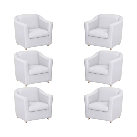 Kit 6 Poltronas Decorativa Reforçada Recepção Clinica Salão Courino Branco