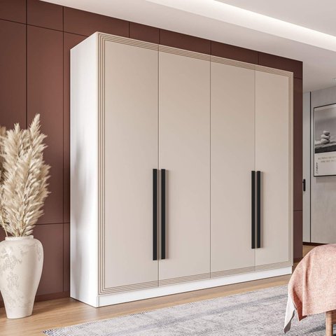 Guarda Roupa Casal 161,2cm com 4 Portas e 4 Gavetas 240833 Valência Politorno Móveis