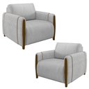 Ver imagem 1 de Kit 2 Poltronas Decorativas para Sala de Estar 98cm Amaranto M22 Veludo Cinza - Mpozenato