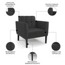 Ver imagem 5 de Sofá Namoradeira e 2 Poltronas Base Madeira Preto Ana Sintético Preto - Ibiza