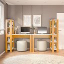 Ver imagem 5 de Conjunto com 2 Mesas Escrivaninhas com Estante e Licce 4 Prateleiras 120cm Branco E Freijó