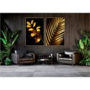 Ver imagem 2 de kit com 2 Quadros Decorativos Florais com Moldura e Vidro para Sala Quarto Escritório e Clínica 62x9