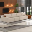 Ver imagem 6 de Sofá Ilha Modular para Sala 392cm com Puff Dublin K01 Linho Bege Sintético Caramelo - Lyam Decor