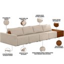 Ver imagem 7 de Sofá Ilha Modular para Sala 392cm com Puff Dublin K01 Linho Bege Sintético Caramelo - Lyam Decor