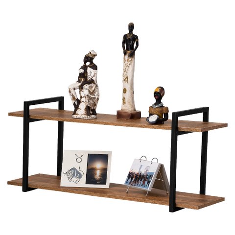 Nicho Sala e Quarto Preto Com Prateleiras Amadeirado 80cm