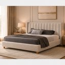 Ver imagem 1 de Cama Japonesa com Cabeceira Seo-Yeon Queen Linho Bege - Sallar Home