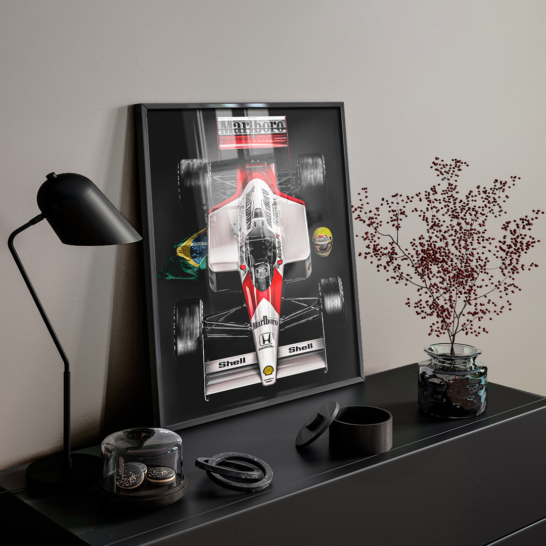 Quadro Formula 1 Maclaren Vermelha e Branca Moldura e Vidro - 3