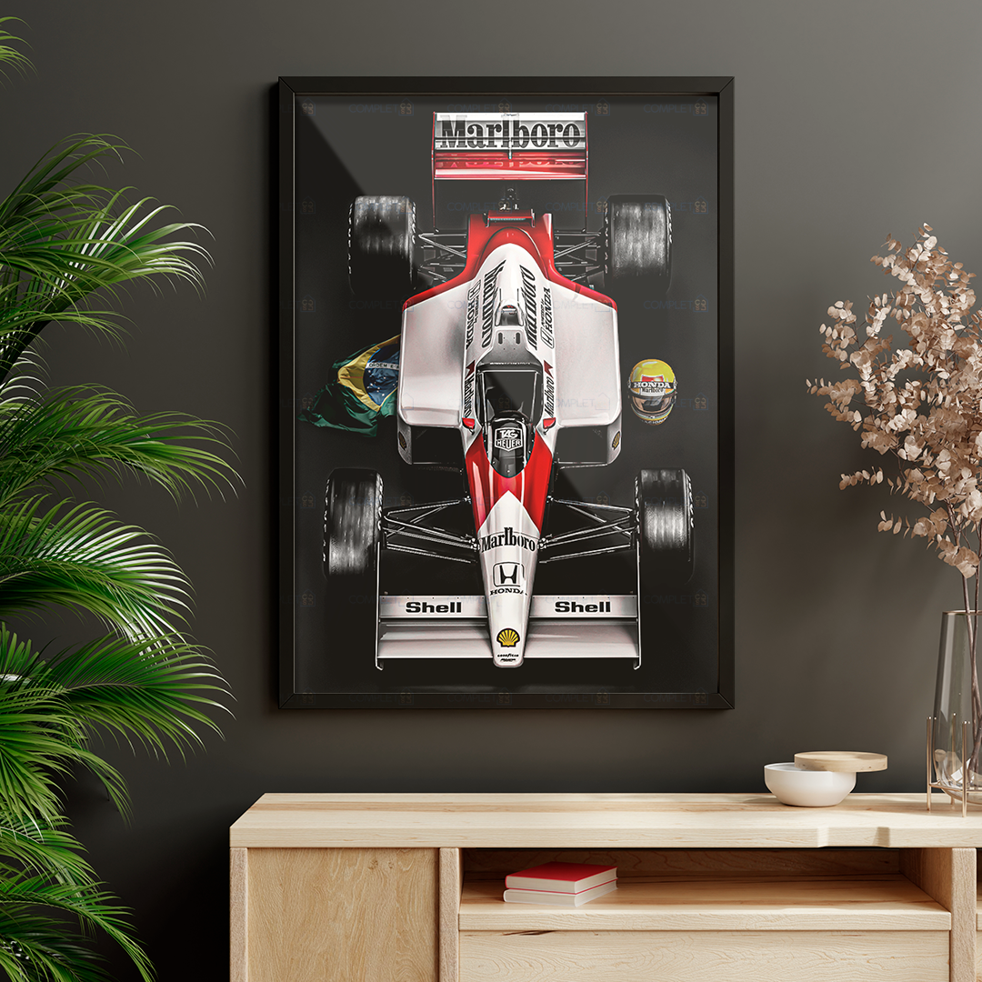 Quadro Formula 1 Maclaren Vermelha e Branca Moldura e Vidro - 2