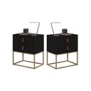Ver imagem 1 de Kit 2 Mesa Lateral Cabeceira Criado Unic 45cm com Pés de Ferro Dourado Cor:preto