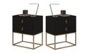 Ver imagem 1 de Kit 2 Mesa Lateral Cabeceira Criado Unic 45cm com Pés de Ferro Dourado Cor:preto