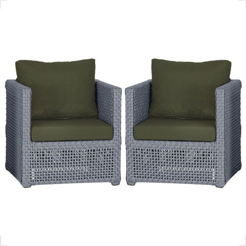 2 Poltronas Madri Alumínio Corda Náutica Estofado 13 Trama Original