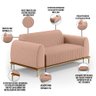 Sofá 3 Lugares para Sala de Estar Molino 180 Cm D02 Pés D'ouro Linho Rosê C-105 - Lyam Decor - 4
