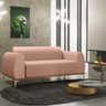 Sofá 3 Lugares para Sala de Estar Molino 180 Cm D02 Pés D'ouro Linho Rosê C-105 - Lyam Decor - 2
