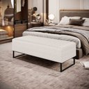 Ver imagem 2 de Puff Decorativo Sala de Estar Bali W01 Base Ferro 120x50 cm Bouclê Cru - Lyam Lyam Decor