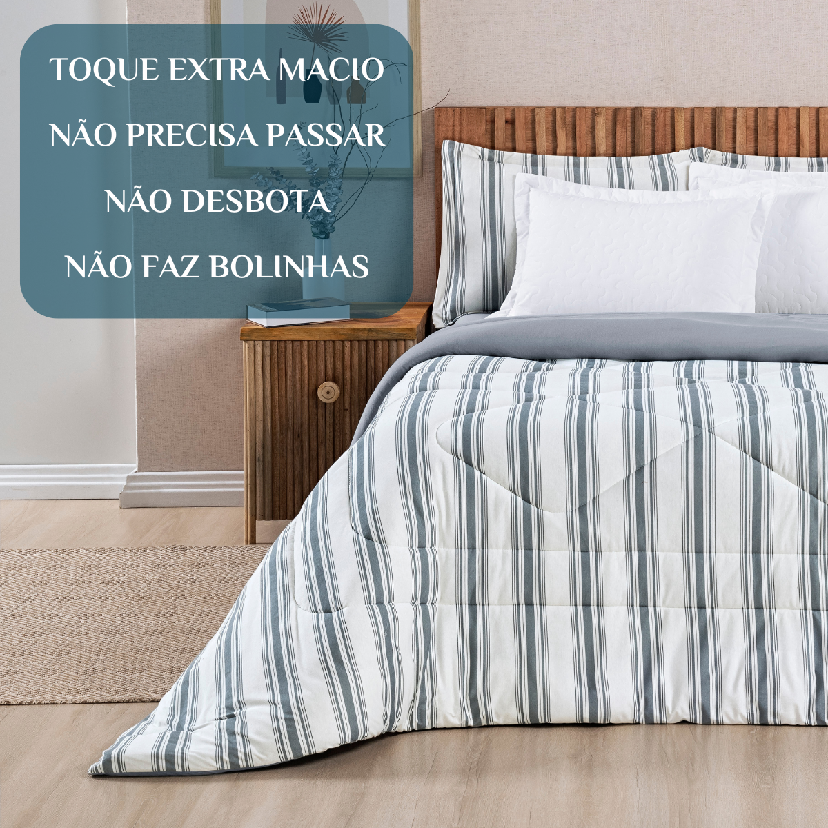 Edredom Super King Scarlett 100% Algodao Dupla Face Estampa Exclusiva Luxo Marin:cinza - 5