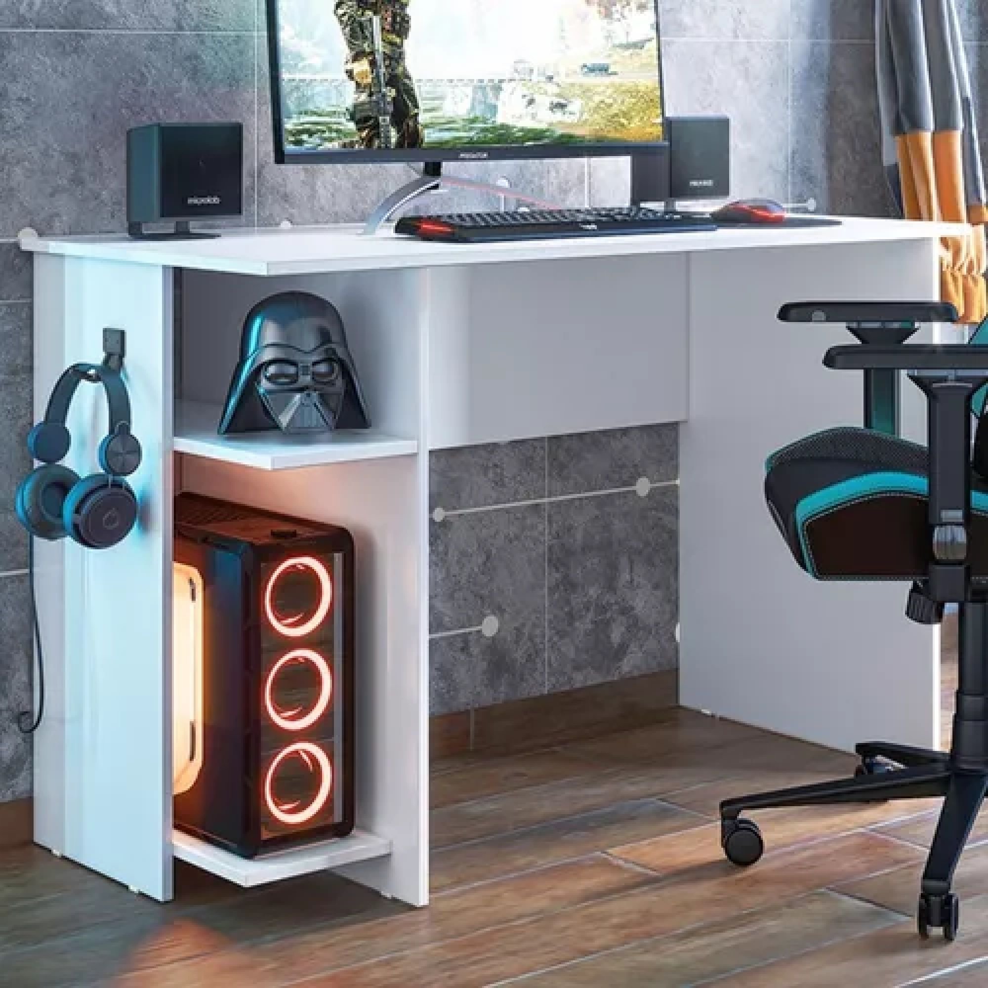 Mesa para Computador Gamer 2 Prateleiras Suporte - Qmove