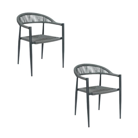 Kit com 2 Cadeiras em Aluminio e Corda Náutica Laguna Preto