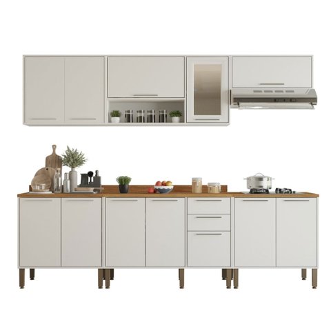 Cozinha Compacta para Cooktop 6 Peças 12 Portas 2 Gavetas Paris Sallêto Móveis