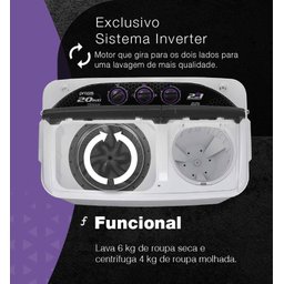 Lavadora 2 em 1 - 10 Kg - Lava 6 Kg e Centrifuga 4 Kg - Praxis Eletrodomésticos 2 em 1 - 10kg - 4