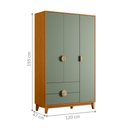 Ver imagem 3 de Guarda Roupa Solteiro Benício 3 Portas 2 Gavetas MDF Cinamomo-Sálvia Albatroz Móveis