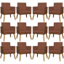 Ver imagem 1 de Kit 12 Poltronas Decorativas para Escritório Lis Corino e Suede Cores Pé Palito