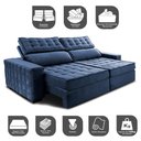 Ver imagem 3 de Sofá Retrátil e Reclinável 2,95m Cama inBox Big Star com SoftGel D40 Velupluma Azul