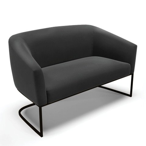 Sofá Namoradeira 2 Lugares Base Industrial Preto Stella Suede D03 - D'Rossi Cor Preto